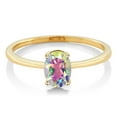 thumbnail image 2 of Gem Stone King 10K Yellow Gold Mercury Mist Mystic Topaz Solitaire Engagement Ring for Women (0.80 Cttw, Oval 7X5MM, Gemstone November Birthstone, Size 6.5), 2 of 3
