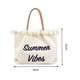 thumbnail image 2 of Bolsa de lona bordados letras mujeres clase compras borla de hombro Tmvgtek Para Estrenar, 2 of 8