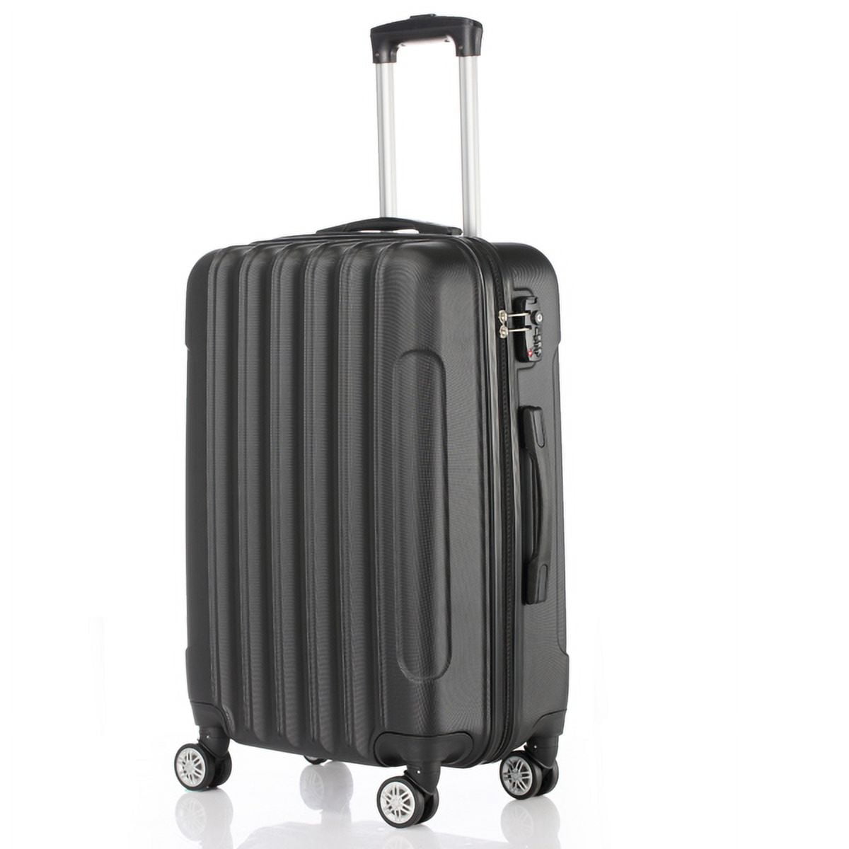 Black 3-Piece ABS Luggage Set (20/24/28 Inch)&nbsp;w/ 361° Silent Wheels & Alloy Handle - Lightweight, Durable Suitcases for Travel