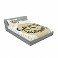 thumbnail image 3 of Saying Bedding Set with Sheet & Covers, Grungy Style Morning Lettering Built in Cartoon Sun, Printed Bedroom Decor 2 Shams, 4 Sizes, Sepia and Khaki, by Ambesonne, 3 of 3