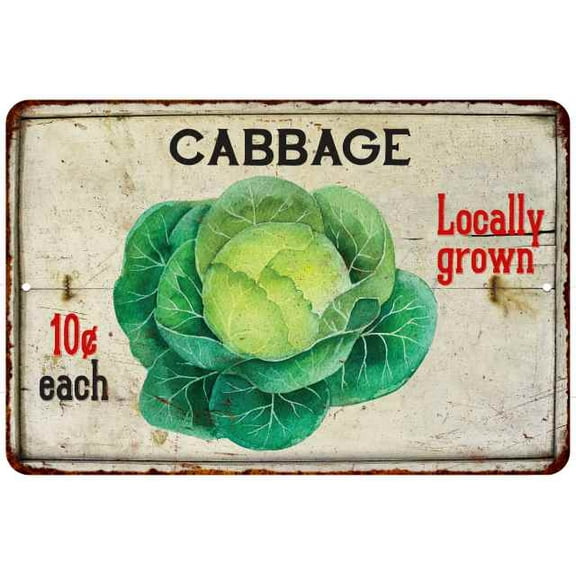 Fresh Cabbage Vintage Look Chic Distressed 8x12 Metal Sign 108120020118