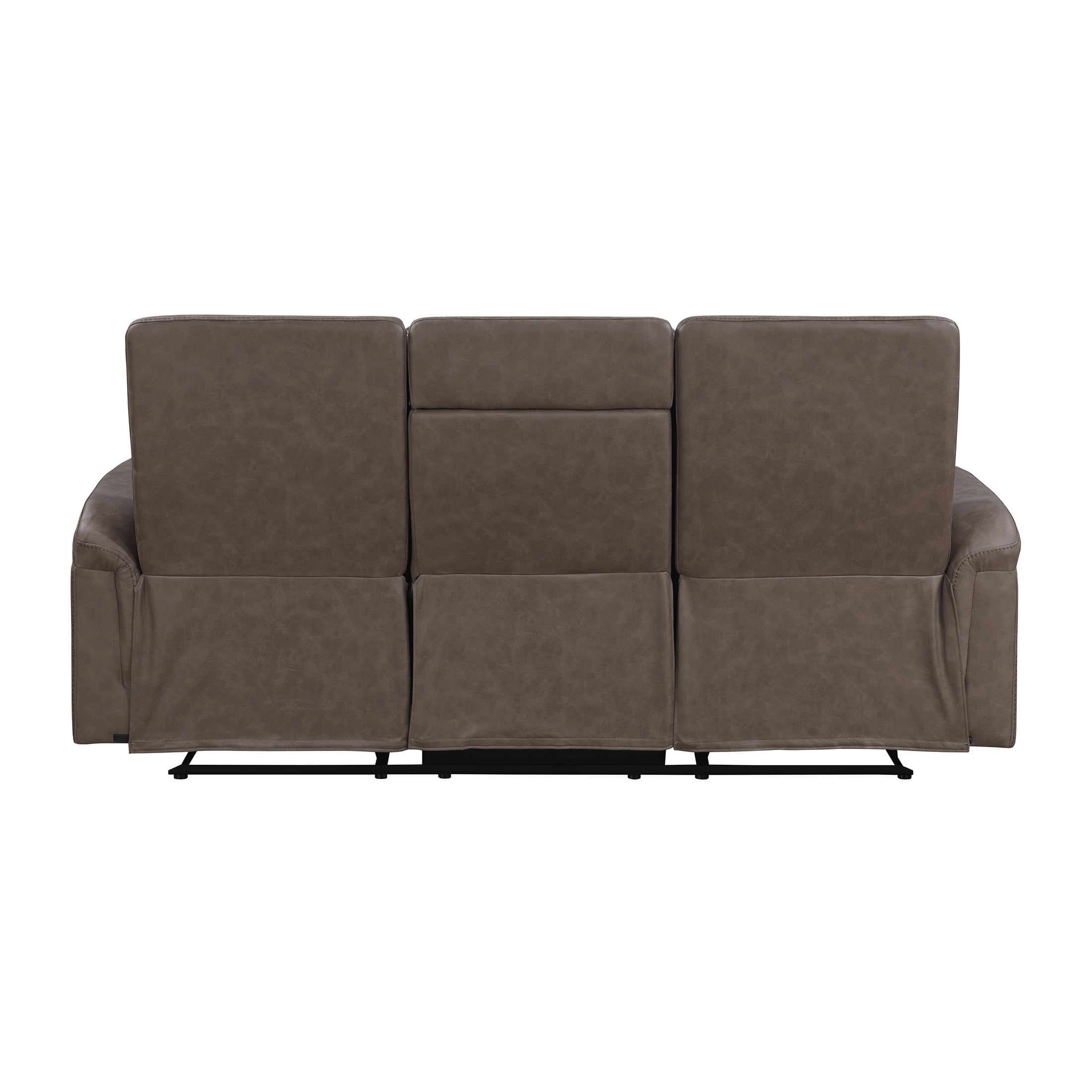 OakvillePark Solstice Microfiber Manual Double Reclining Sofa with Drop-down Cup Holders, Brown