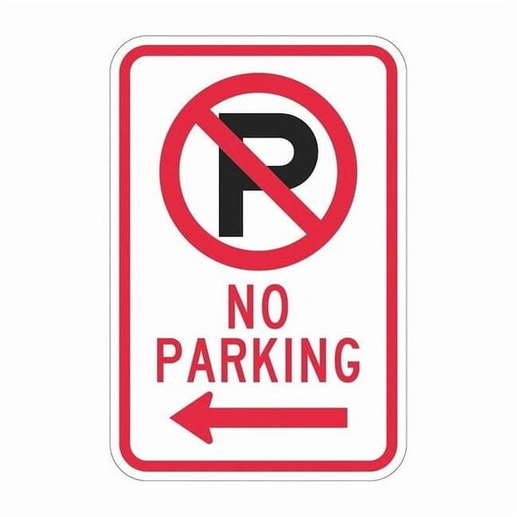 Lyle No Parking Sign, 12" W, 18" H, English, Aluminum, White T1-2885-DG_12x18