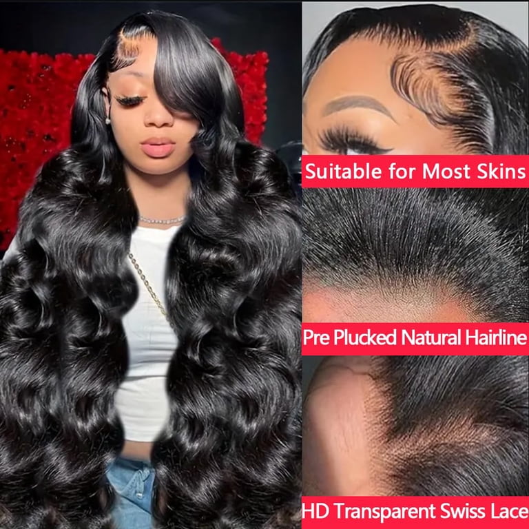 13x6 HD Lace Front Wig Human Hair 32in Curly Wave Glueless Pre Plucked 13x6 Lace Front Wigs Human Hair 30 Inch Body Wave Human Hair  main image 2