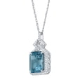 thumbnail image 2 of 10k White Gold Emerald-cut Blue Topaz and Diamond Halo Necklace, 2 of 6