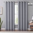 thumbnail image 1 of Melodieux Linen-textured Blackout Room-Darkening Thermal Insulated Curtains, Grommet Top, 2 Panels, Gray, 50 x 96 Inch Length, 1 of 9