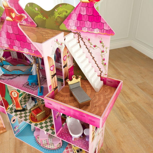KidKraft Storybook Mansion Three-Story Wooden Dollhouse with 14