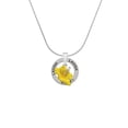 thumbnail image 2 of Delight Jewelry Silvertone Yellow Hibiscus Flower Laugh Ring Charm Necklace, 18", 2 of 4