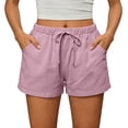 thumbnail image 6 of Atogsazn Womens Summer Cotton Shorts Casual Athletic Elastic Waist Short Pants with Pocker Running Gym Pants Purple M Fashion, 6 of 8