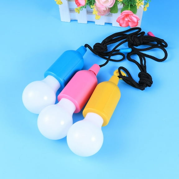 CRAFTHROU 3Pcs Hanging LED Bulb Blue Plastic Battery Operated For Home Decoration