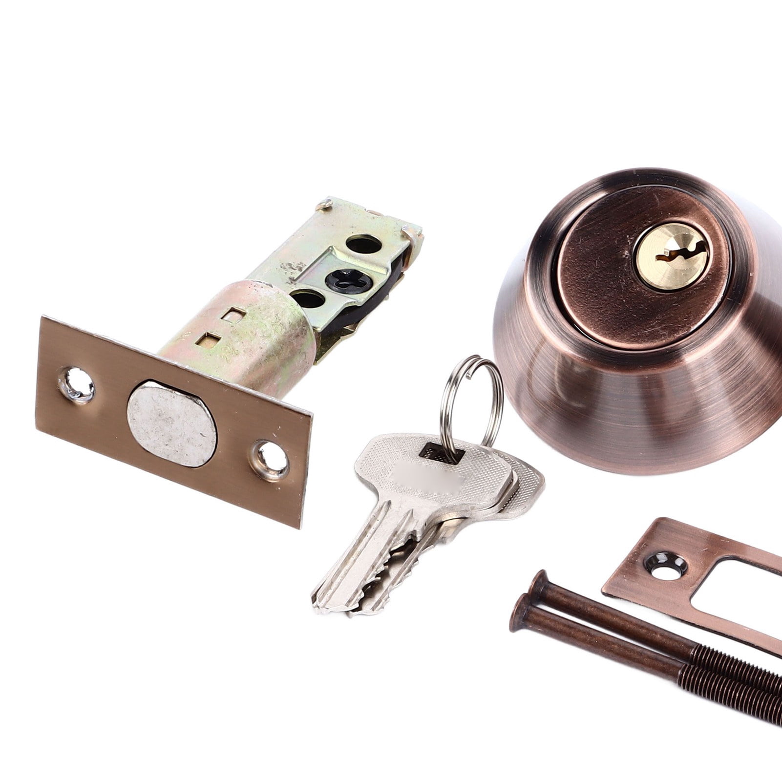 NFTIGB Keyed Entry Door Knob Lock Universal Protection Double Side Interior Door Knob Lock for Home Bedroom Stainless Steel Silver, 3.94 inches / 10 cm