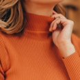 thumbnail image 6 of Women's Mock Turtleneck Long Sleeve Ribbed Knit Fitted Sweater, Soft Thermal Undershirt Tee Orange ONE SIZE, 6 of 9