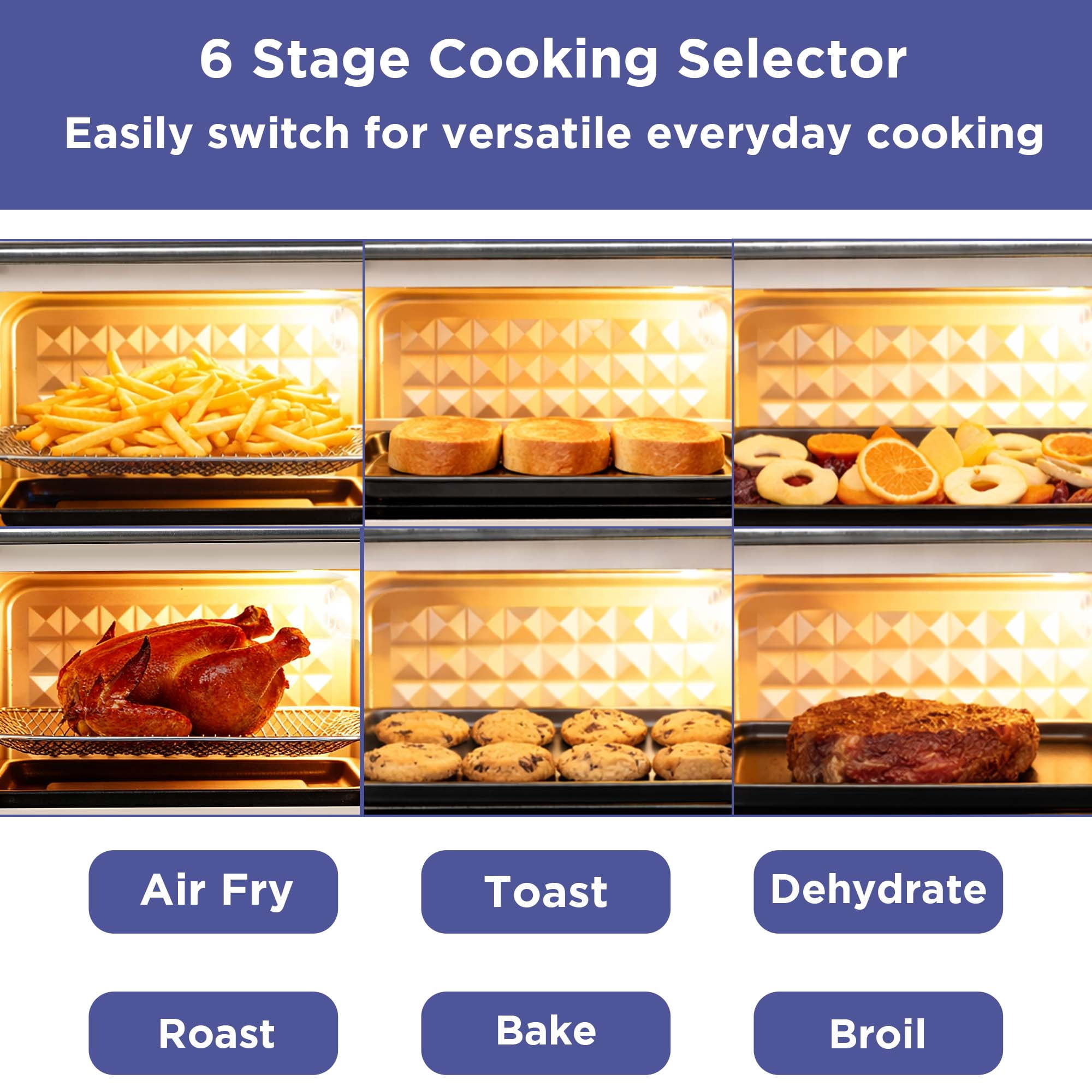 Magnavox 16.9 Qt./16L Air Fryer Oven with Steam Infusion, Countertop Convection Toaster Oven with Viewing Window, Char