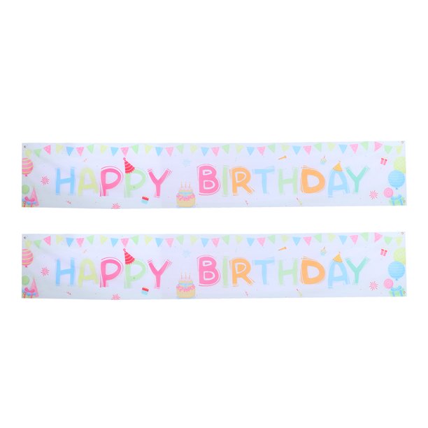 KAKOWELY 2 pancartas de feliz cumpleaños, decoraciones coloridas para fiestas de niños, niñas y niños, fondo de pancarta de feliz cumpleaños, adecuado para interiores y exteriores.