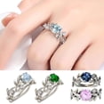 thumbnail image 1 of Women Ring Flowers Design All Match Accessories Fashion Sweet Rhinestone Wedding Ring for Party, 1 of 8
