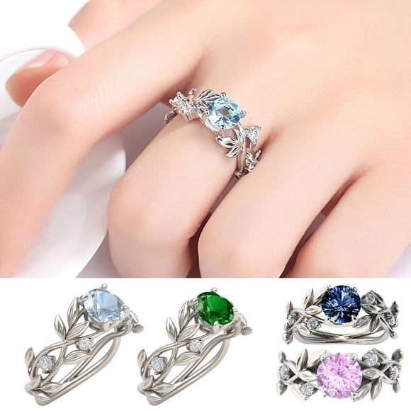 Women Ring Flowers Design All Match Accessories Fashion Sweet Rhinestone Wedding Ring for Party
