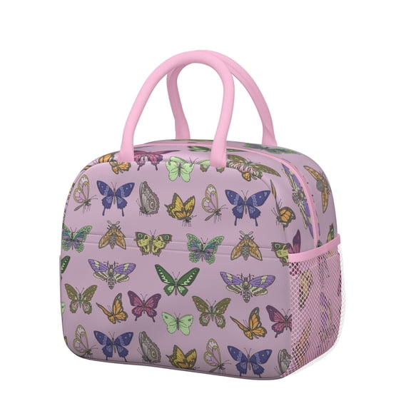 Reusable Butterfly Lnsulated Lunch Bag for Women & Men-Leakproof Water-Resistant Cooler Tote,Large Capacity(10.6x8.7x6.3in)for Work,Office,Travel,Picnic,Beach.
