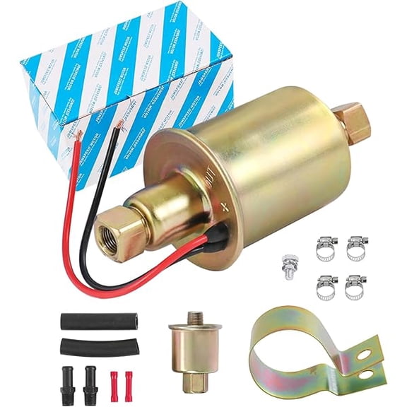 Universal Electric Fuel Pump E8012S 12V Low Pressure 5–9 PSI Inline Transfer Pump for Gasoline and Diesel Carburetor Engines, Includes Installation Kit, 30 GPH