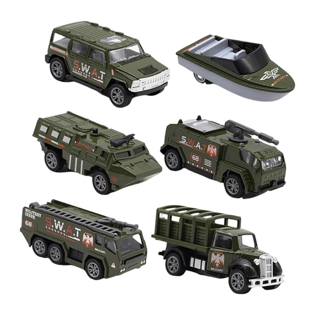 Milaget 6 Pcs Jouets Véhicule en Alliage à Rétrofriction Corps en Métal Vert Style Physique A