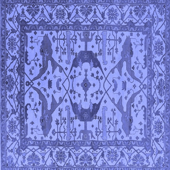 Ahgly Company Indoor Square Oriental Blue Industrial Area Rugs, 8' Square