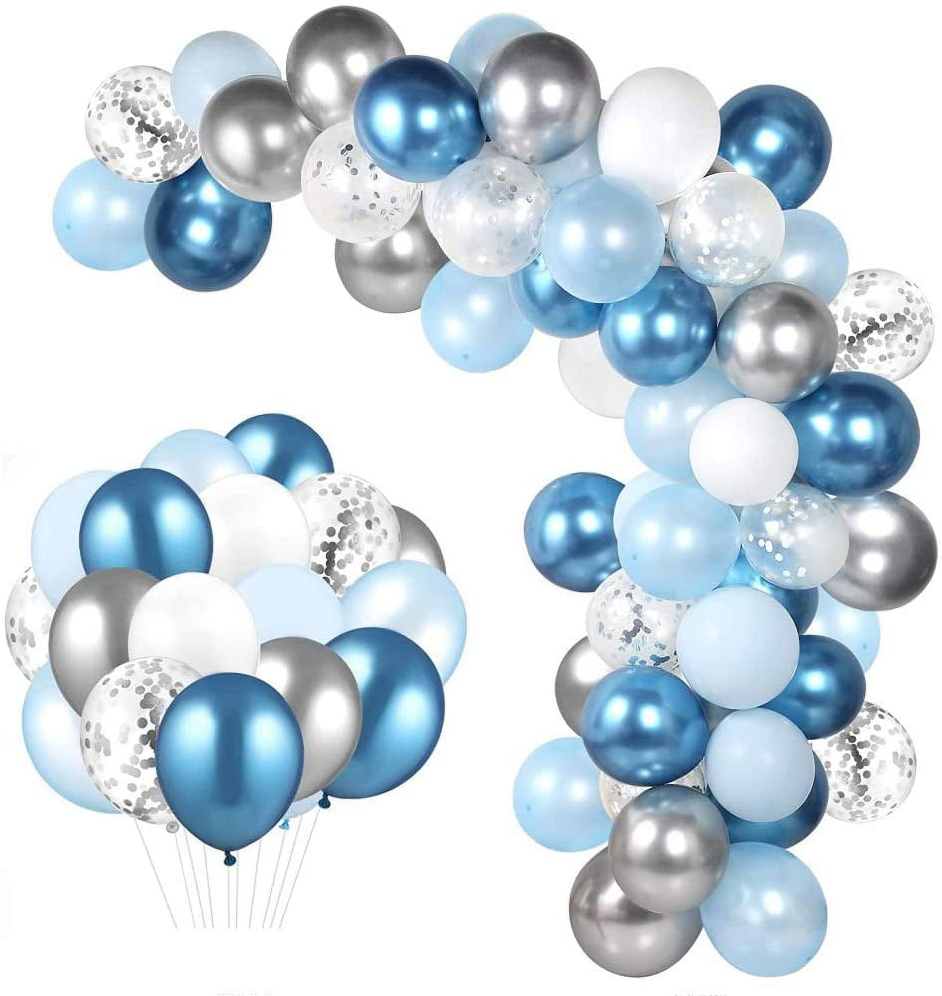 104pc Blue Balloon Arch Garland Kit Blue and Silver Balloons Navy Royal Blue Ballon Silver Metallic Balloons For Baby Shower Blue Birthday Balloon Wedding Party Decorations Supplies