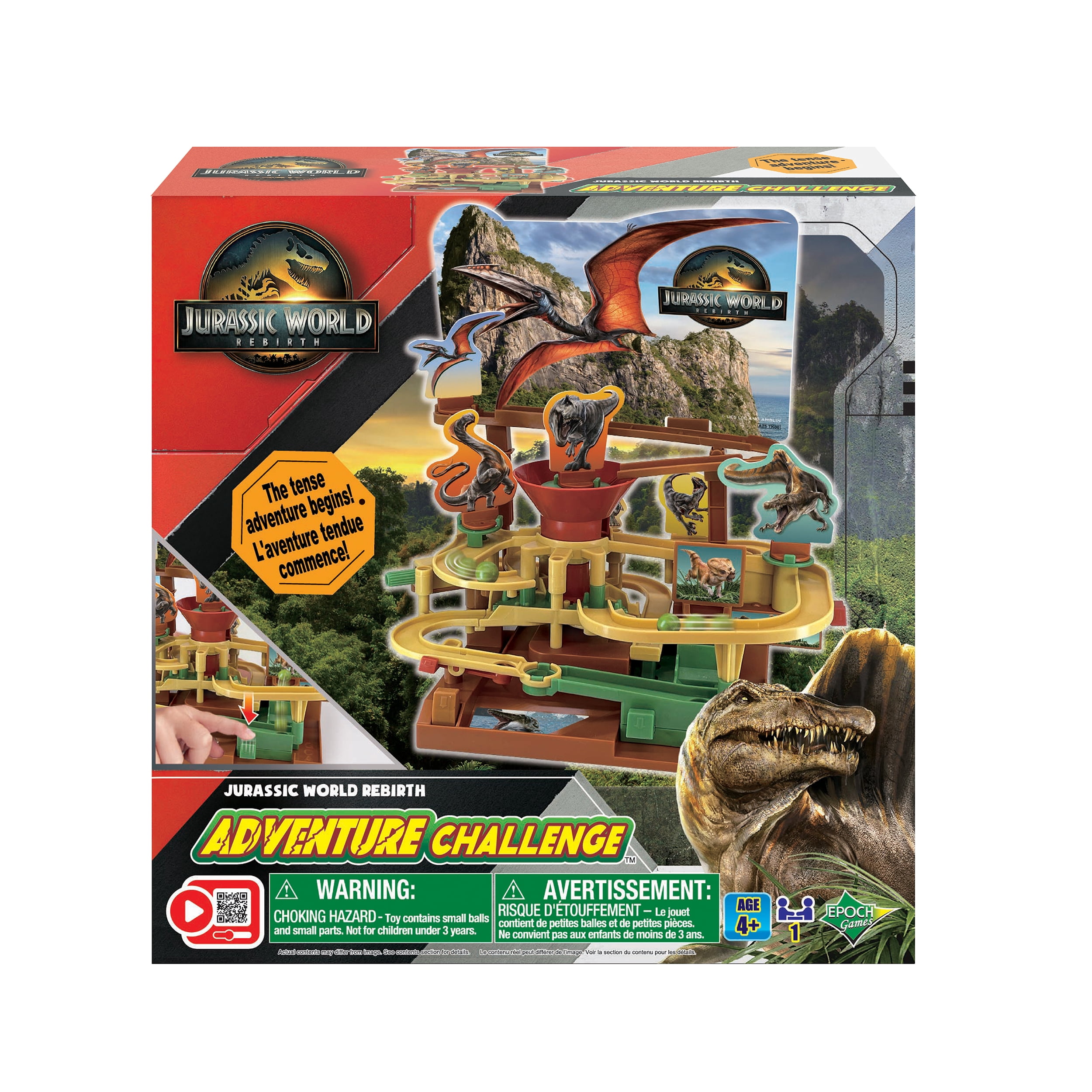 Epoch Games Jurassic World Rebirth Adventure Challenge -Tabletop Action Maze Game with Obstacles & Controls -1-Player Dinosaur Game for Kids Ages 4+