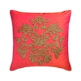 thumbnail image 1 of Cushion Cover, Decorative Pink & Gold 24"x24" (60x60 cm) Throw Pillow Covers, Silk Damask, Beaded & Embroidered Throw Pillows For Sofa, Abstract Pattern Modern - Damask Silk Pink, 1 of 3