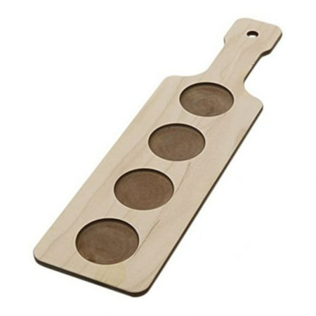

American Metalcraft FB154 15 x 4 x 1/2 Wood Four-Well Drink Flight Serving Paddle Each
