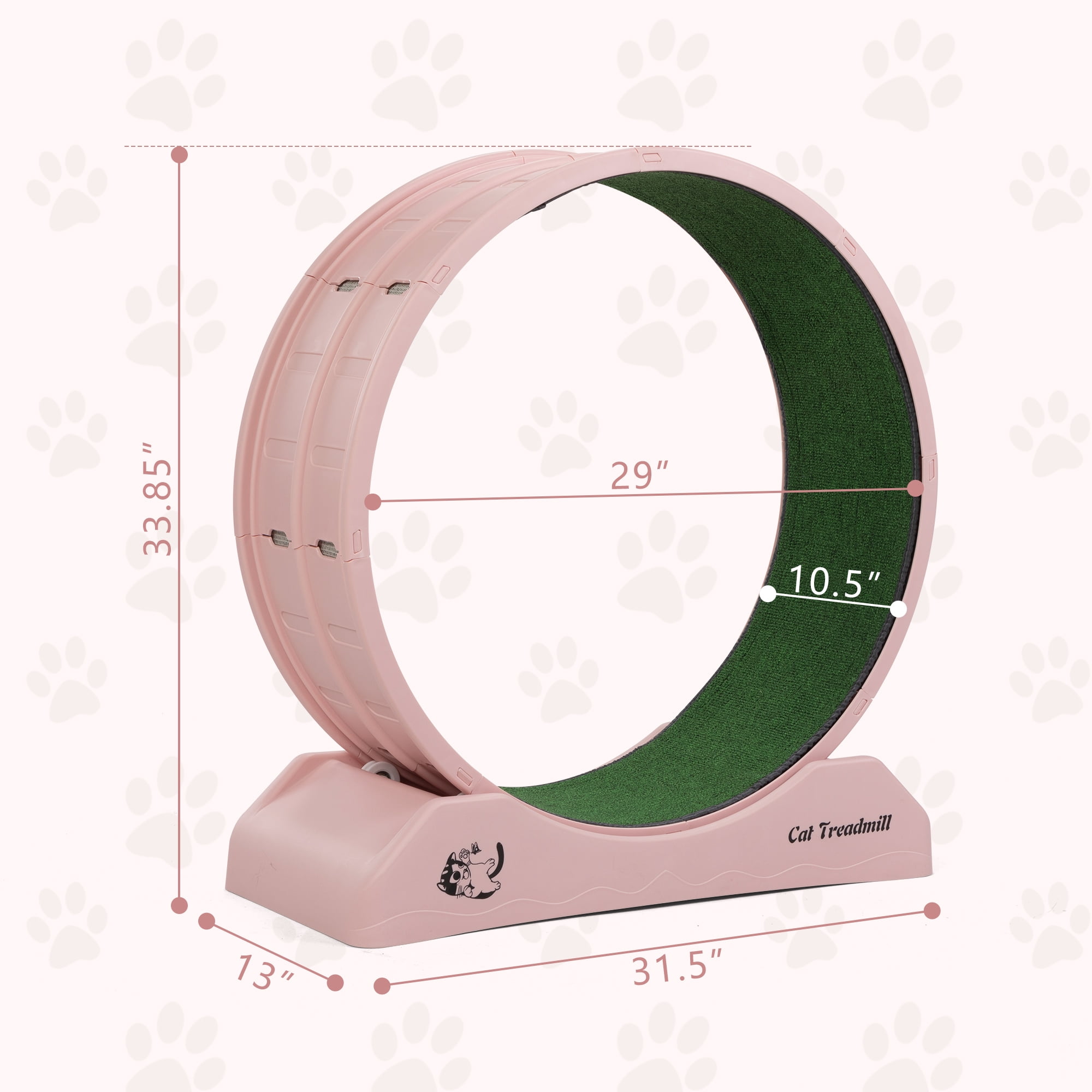Kadyn 31" Cat Exercise Wheel for Indoor Cats, Cat Running Wheel with Carpeted Runway, Cat Sport Treadmill Wheel for Kitty’s Longer Life, Pink