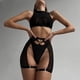 thumbnail image 5 of Ellolace-Conjunto de lencería Sexy para mujer, Top de chaleco sin costuras, ropa interior, liguero, Tanga, conjuntos exóticos íntimos negros, 3 piezas, 5 of 5