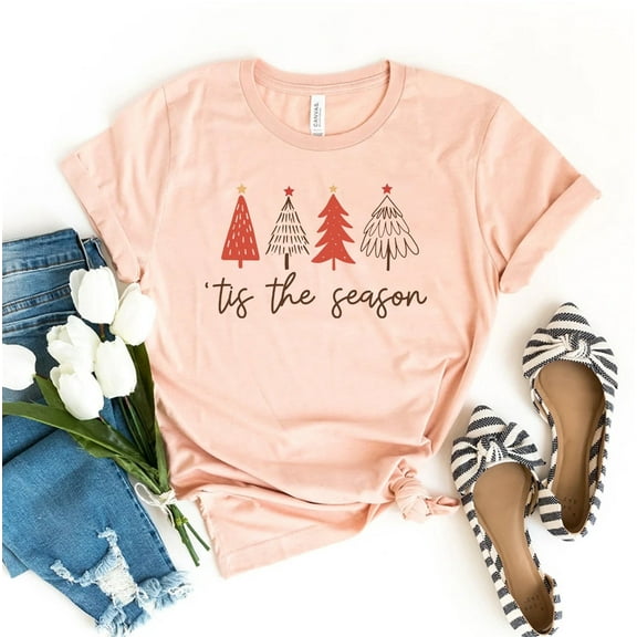 Tis The Season T-shirt Halloween Gift Christmas Shirt Tree Tee Women's Holiday Top Creepy Shirts Mom Merry Tops Cute Winter