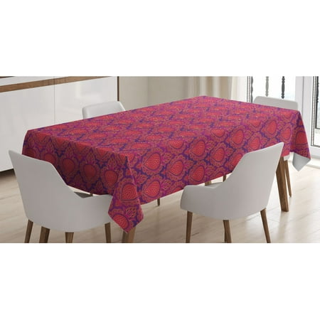 

Fuchsia Tablecloth Middle Eastern Inspired Print of Classic Fruit Pattern Oriental Design Rectangle Satin Table Cover for Dining Room and Kitchen 52 X 70 Purple and Dark Pink by Ambesonne