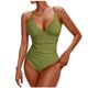 thumbnail image 1 of Traje de Baño de Color Sólido Bikini de Corte Alto de las Mujeres, Traje de Baño de Nylon de Moda Conservadora con Almohadillas, 1 of 3