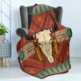 thumbnail image 4 of Longhorn Soft Flannel Fleece Throw Blanket, Themed Illustration of Bull Head Inspired Ornamental Image, Cozy Plush for Indoor and Outdoor Use, 60" x 80", Multicolor, by Ambesonne, 4 of 5
