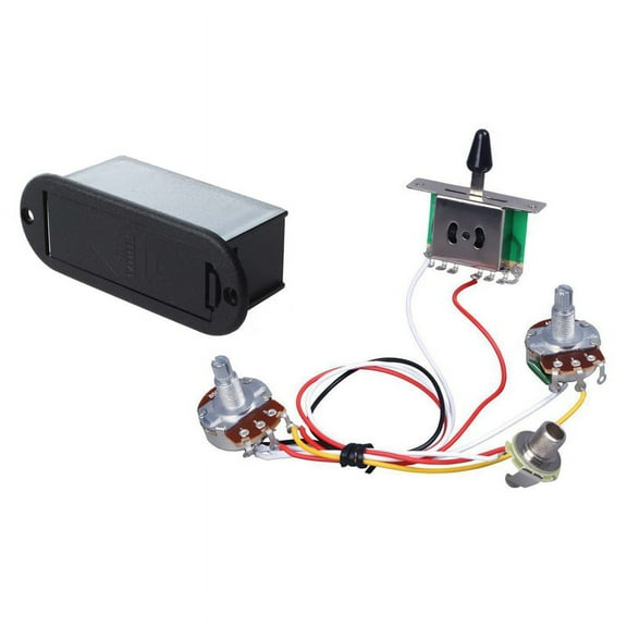 Guitar Pre-Wired Harness, 3 Way Blade Toggle Switch 1V1T 500K for Electric Guitar & Active Guitar Bass Pickup 9V Battery Case Box