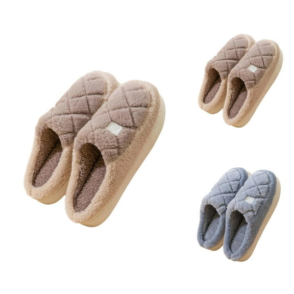 Men&Women's Slippers with Non- Sole and Plush Knit Design, Cozy Indoor Slippers and House Shoes for Winter Comfort, Warm Footwear for Women Men 8.5 Coffee
