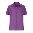 thumbnail image 4 of Erwazi Linen Button Down Shirts for Women Summer Casual Short Sleeve V Neck Blouse Tops, 4 of 6