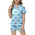 thumbnail image 5 of Pink Bow Pajama Sets 2 Piece Casual Cute Graphic Button Down Short Sleeve Shirts And Shorts Outfits Stain Homewear Loungewear Sleepwear Unisex, 5 of 5