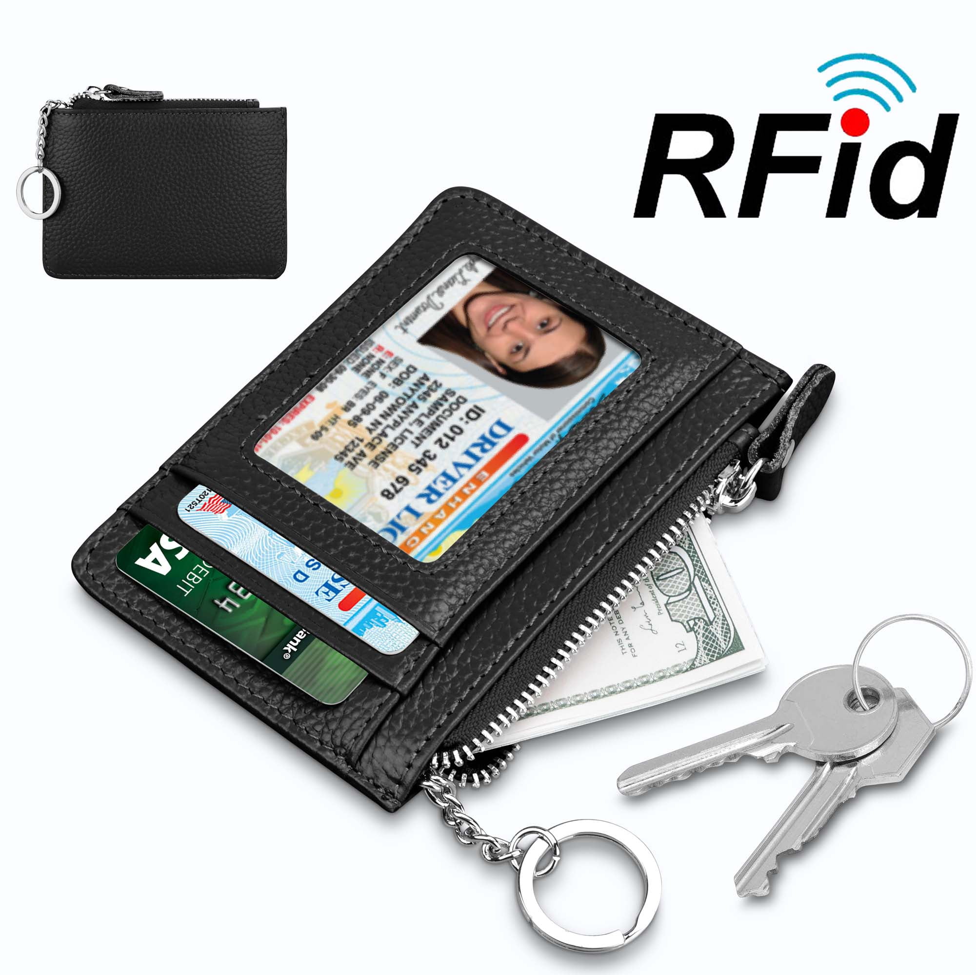 Njjex Rfid Blocking Front Pocket Wallet with Key Ring, Secure 