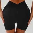 thumbnail image 5 of felwors V Back Biker Shorts High Waist Scrunch Lifting Workout Yoga Running Training Black for Size M, 5 of 8
