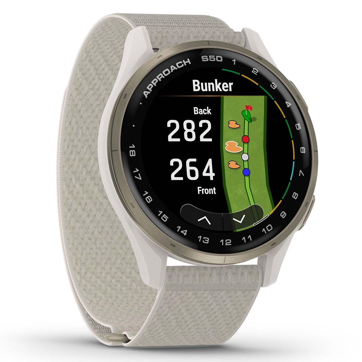Garmin Approach S50 (Cream Gold/Ivory) Golf GPS Smartwatch Bundle with PlayBetter Screen Protectors, Wall Adapter & Hard Case