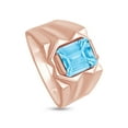 thumbnail image 4 of AFFY 8x10 mm Simulated Birthstone Men's Ring Blue Topaz In 14K Rose Gold Plated 925 Sterling Silver. Ring Size 9, 4 of 5
