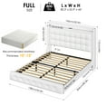thumbnail image 3 of Homfa Full Size Floating Bed with LED Lights Charging Station, Modern PU Upholstered Platform Bed with Storage Headboard, White, 3 of 7
