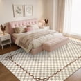 thumbnail image 2 of Garvee 4'x6' Checkered Cherry Area Rug Washable Border Carpet, Soft Non-Slip Low Pile Farmhouse Rug for Living Room Bedroom Home Office, Light Brown, 2 of 10