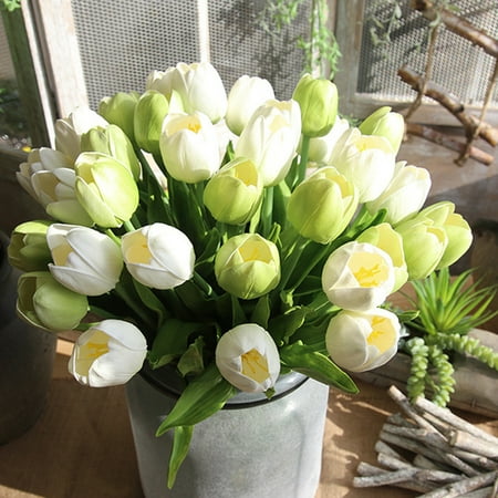 French Tulip Bouquet Mosunx Artificial Fake Flowers Tulip Bouquet Floral Wedding Bouquet Party Home Decor A ()