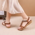 thumbnail image 6 of Viluyesy Sandals for Womens, Summer Retro Ankle Elastic Strap Comfort Casual Boho Gladiator Shoes Brown, 6 of 9