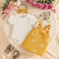 thumbnail image 3 of Tiijoy Newborn Girls Outfits Cute Cotton Short Sleeve Romper Bow Jumper Dress Headband 3Pcs Set, Sizes 6-12M, 3 of 4