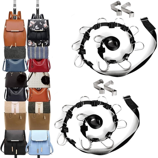 IZUS - Organizador de bolsos para colgar bolsos, 20 ganchos para armario y puerta, 2 unidades (estante para bolsos/2 unidades con capacidad para 20 bolsas)