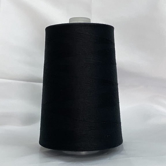 Jutemill Brand - Black Textured Polyester Sewing Thread for Serger Overlock Machine All Purpose Jumbo Spool 25600 Yards