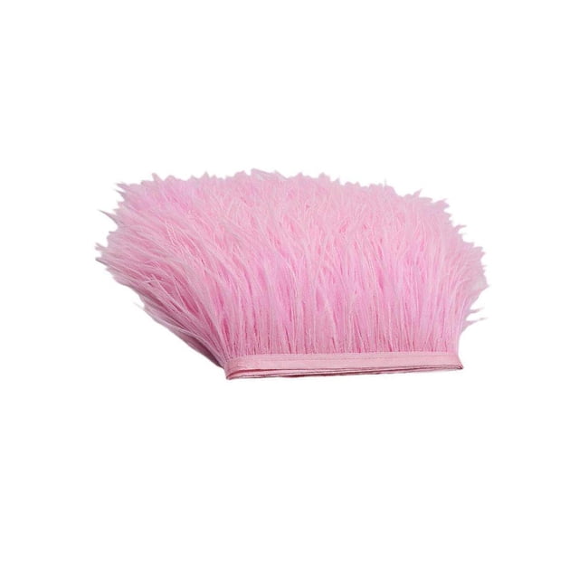 facefd 1 Yard Dyed Ostrich Feather Fringe Trim Ribbon Ostrich feather Fringe Embellishment Light pink